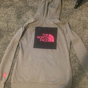 The North Face Gray Hoodie with Pink Accents